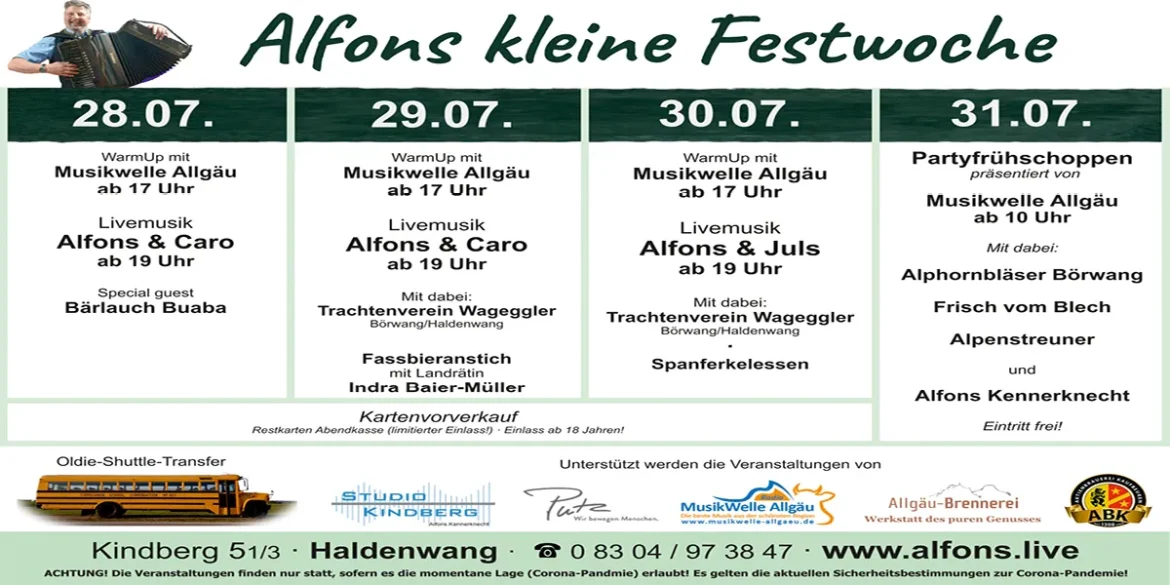 Das Programm bei Alfons kleine Festwoche 2022